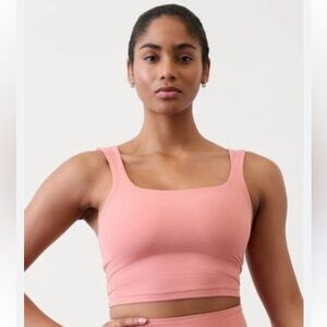 Transcend Square Neck Crop Sports Bra A-C colour is rose petal